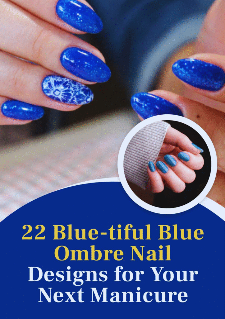 short nail designs blue