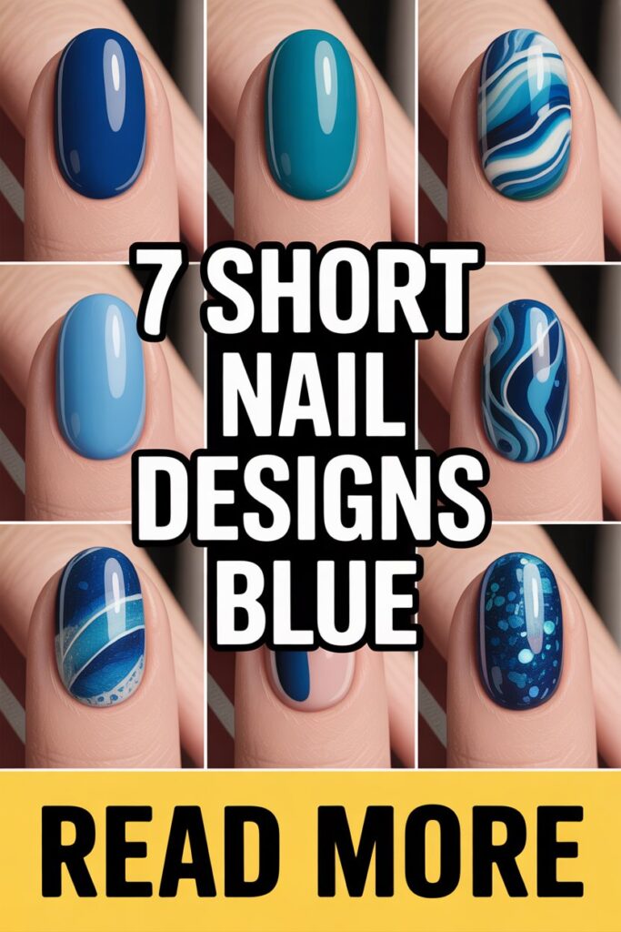 short nail designs blue