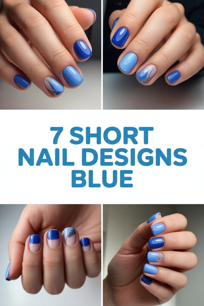 short nail designs blue
