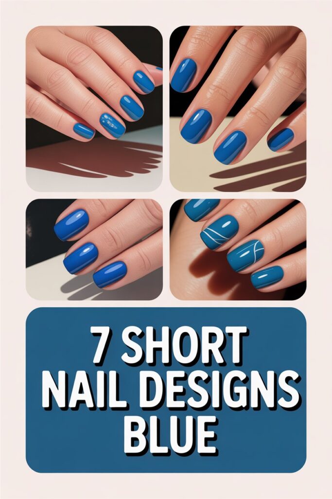 short nail designs blue