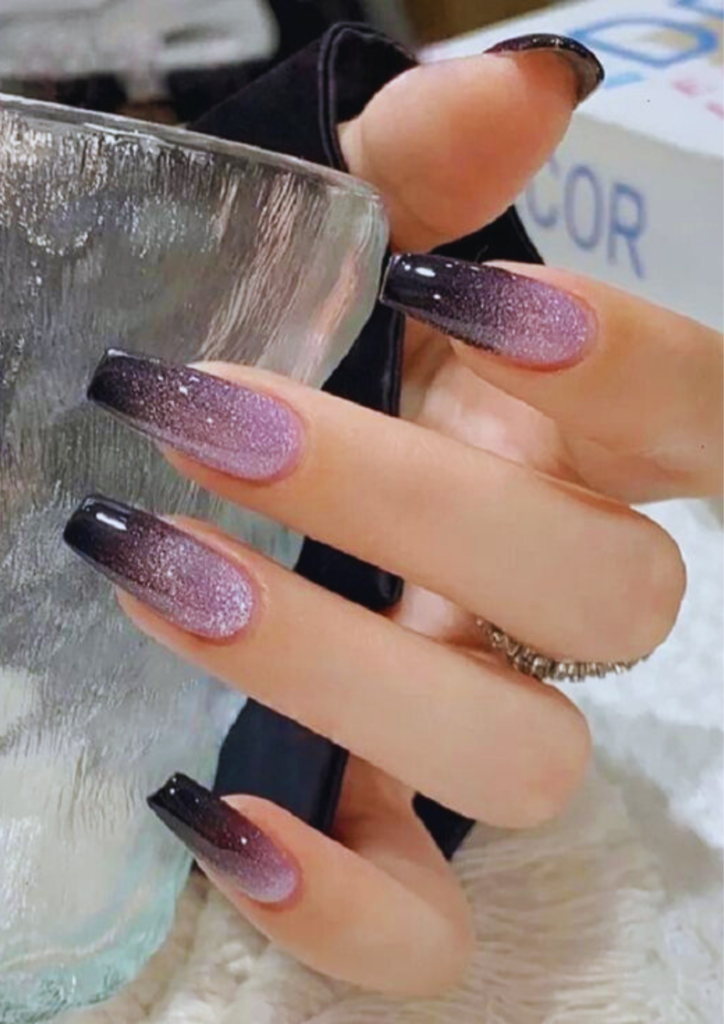 Black Nails with Rhinestones